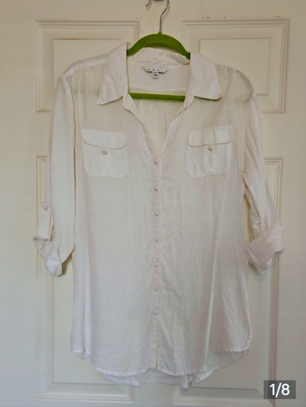 CAbi White Linen Blouse